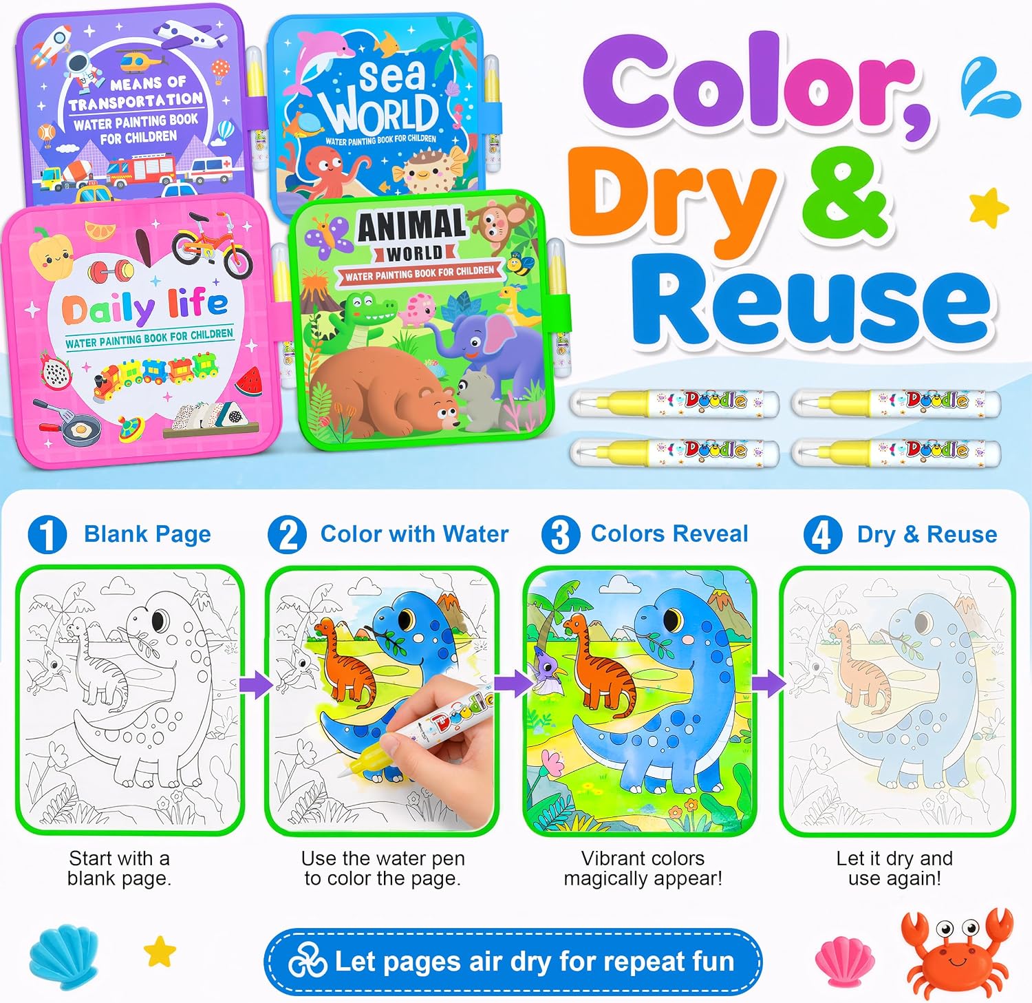 MagicDoodle™ Reusable Water Coloring Book